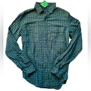 J. Crew Green & Black Checkered Button Up Dress Shirt Flannel
